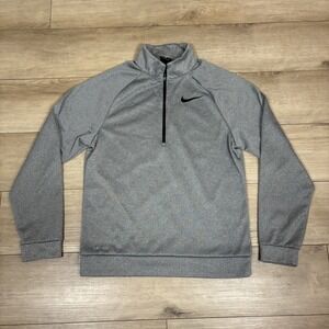 Nike Sweatshirt Mens S Gray Therma Dri Fit Training Quarter Zip Fleece Pullover